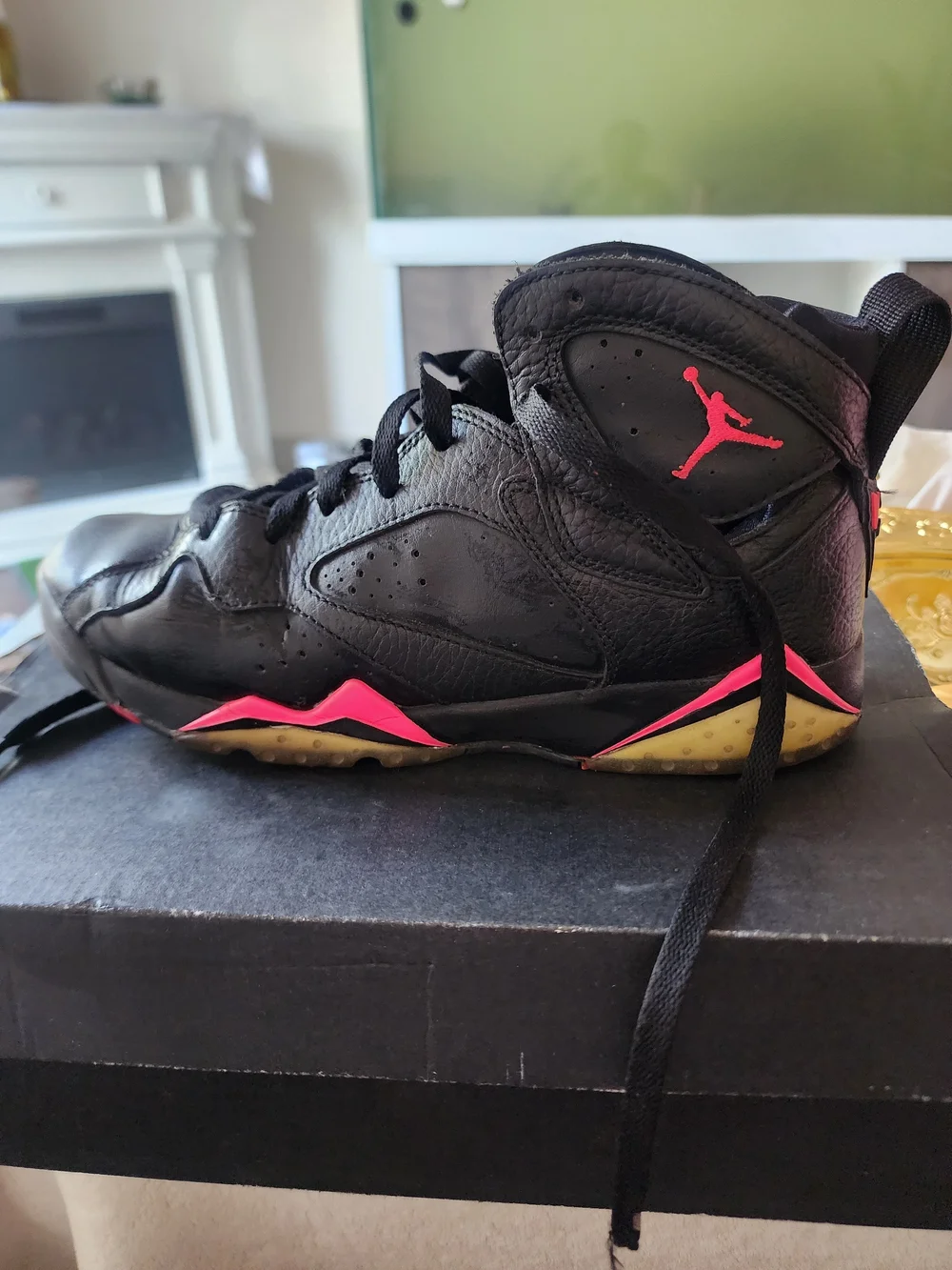 Jordan Kids Black High-Top Sneakers with Pink Accent